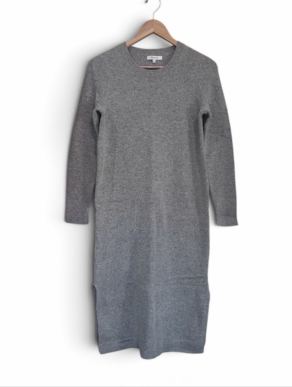 Women's Madewell 100% Merino Wool Sweater Dress Grey Medium L/S Midi